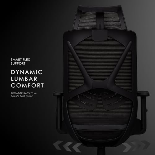 Image of Varaha Agni BIS Certified Ergonomic Office High Back Chair | 5 Year Warranty | Adjustable 2D Headrest, 1D PU Armrest, Seat Sliding Mechanism with 3 Multilock Recline | Gaming Desk Chair for Home|Black