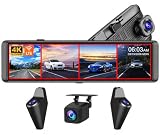 EKLEVA 11.26 Inch 4CH Mirror Dash Cam, 4K Ultra HD, 4 Cameras with WiFi, Night Vision, ADAS BSD System, APP Rearview Mirror Support 24H Parking