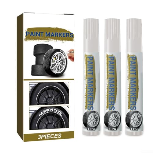 White Paint Marker Pen, 3 pcs Waterproof Tire Marker for Car Drawing Art, Quick-Drying Permanent Ink, Suitable for Car, Truck, ATV Tires