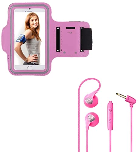 Pack Sport pour XIAOMI Mi 11 Ultra Smartphone (Brassard de Sport + Ecouteurs Plat avec Micro) Courir T8 (Rose)