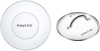 Genuine Instant Pot Tempered Glass Lid, 9 in. (23 cm), 6 Quart, Clear & Instant Pot IP SS Silicone Lid Cover, 6 Quart, Transparent White