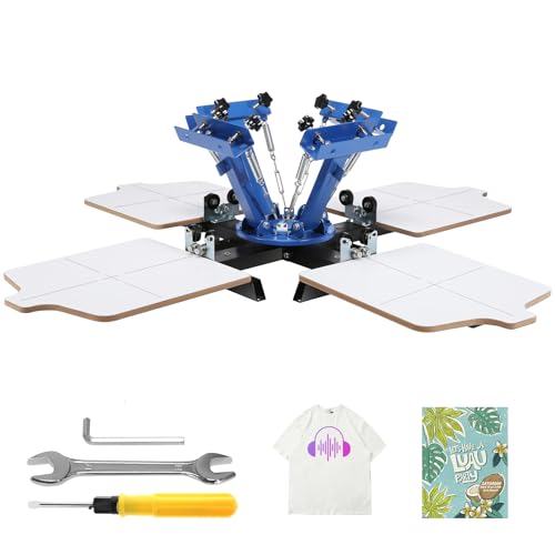 Happybuy 4-Color 4-Station Rotatable Screen Printing Machine
