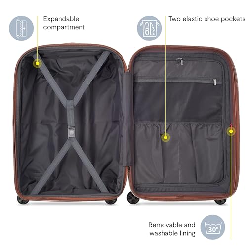 Image of DELSEY PARIS Carrousel Hardside Expandable Luggage with Spinner Wheels, Pink, Checked-Medium 24 Inch