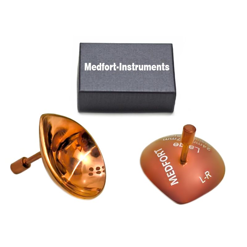 Corneal Eye Shield Protector, Stainless Steel, 24mm x 27mm Large, Rose Gold, 2-Piece Set, Model II