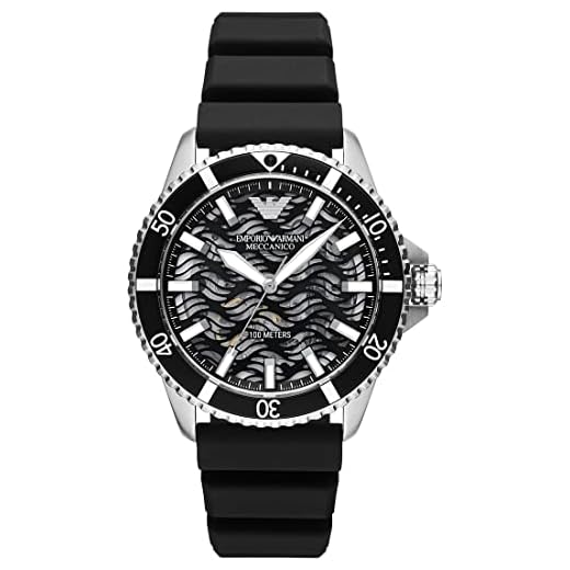 Emporio Armani Reloj Hombre, Movimiento automático de tres manecillas, 42mm caja de acero con correa de silicona, AR60062