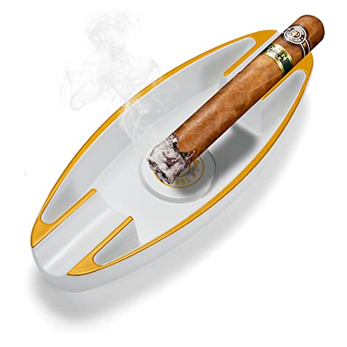 Image of Cigar Ashtray with 2 Cigar Holder Portable Travel Ashtray Unique for Outdoors Indoors