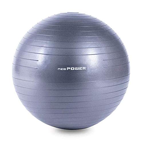 NEWPOWER - Pelota de Ejercicio Fitball 75cm, Anti-pinchazos y Antideslizante. Fabricada en PVC. Ideal como Pelota de Yoga Resistente para Equilibrio y Entrenamiento. Balón de Gimnasio Fácil de Hinchar