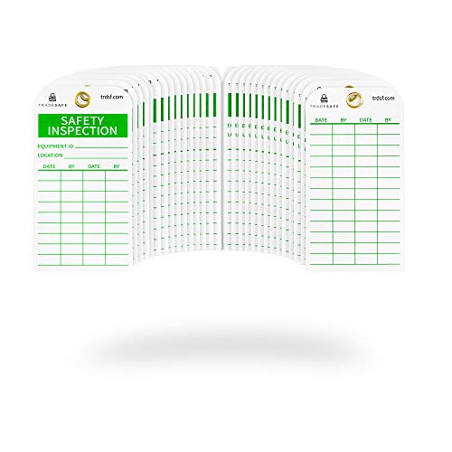 TRADESAFE Safety Inspection Tag for Accident Prevention - Durable Vinyl Plastic - 30 pack - w/zip ties | for Scaffolds, Ladders, Fire Extinguisher, Machinery, Hazards, Inventory, Out of Service