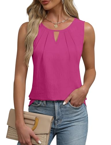Blooming Jelly Womens Summer Tank Top Sleeveless Business Casual Outfits 2025 Spring Blouses Clothes XL, Rose Pink