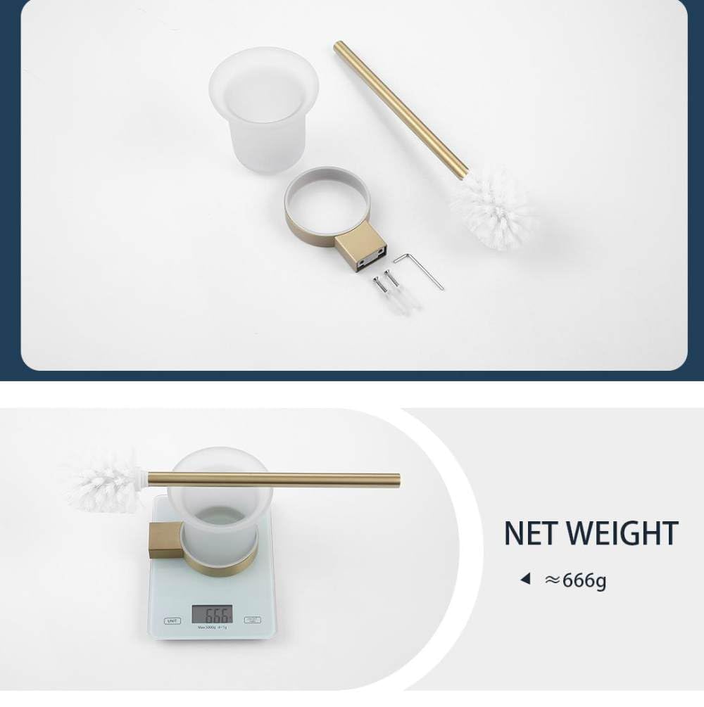 Accesorios de baño cepillados Dorados, Juego de herrajes, Soporte para Cepillo de baño, Soporte para Papel, toallero, Gancho para Bata, jabonera, toallero, Soporte para Cepillo de baño