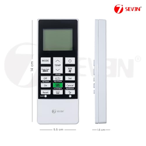 Image of 7SEVEN Compatible with Hitachi AC Remote Control Model 168G Suitable for 1 1.5 2 Ton Split and Window Inverter Air Conditioner - Match Each Key by Key Exactly with Existing AC Remote Function