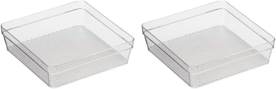 Oggi Organizador de cajones transparente, 6 x 6 pulgadas, ideal para organizar cajones de cocina, oficina, escritorio, cubiertos, utensilios de