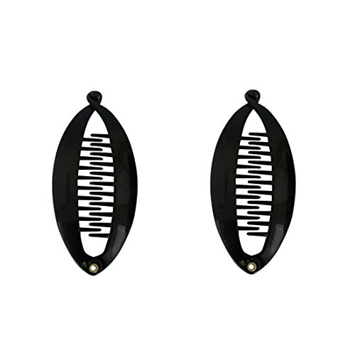 SET OF TWO Black 3.5 Inch Mini Banana Clip Hair Clincher Rounded Edges Hair Comb