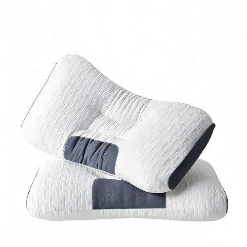 Almohada Cervical, Almohada de Espuma viscoelástica, Proporciona un sueño cómodo con Soporte Contorneado para la Columna Cervical, Adecuada para Dormir Boca Arriba y de Lado. SPA Wave Pillow L