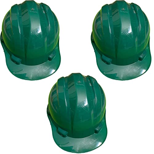 Image of LADWA Green Heavy Duty Superior Safety Helmet, ISI Marked Protective Hard Hat for Construction, Factory and Industrial Safety Work (Pack of 3)