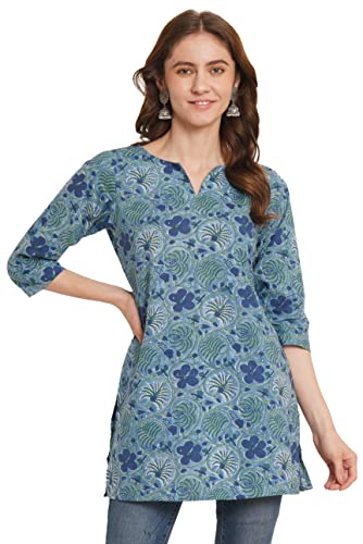 Image of Amazon Brand - Anarva Jaipuri Cotton Printed Short Kurti for Women