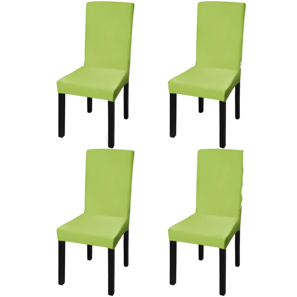 vidaXL 4X Fundas Elásticas para Sillas Rectas Verde Cubiertas para Asientos