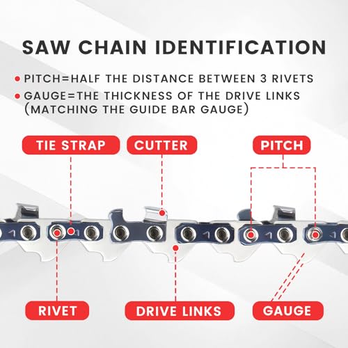 E & S 6 Pack 8 Inch Chainsaw Chain 1/4" Pitch .043" Gauge 47 Drive Links Semi-Chisel Chain Saw Chains for Oregon, Stihl, Husqvarna, Poulan, Craftsman, Greenworks and More Chainsaw Brands by E & S - Image 5