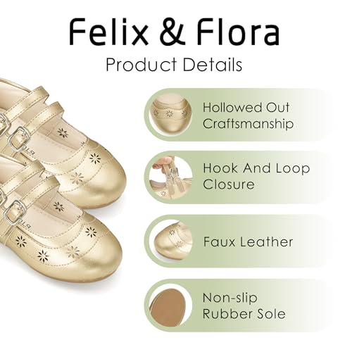 Image of Felix & Flora Toddler Flower Girl Dress Shoes - Baby Girl Ballet Mary Jane Flats for Party School Wedding