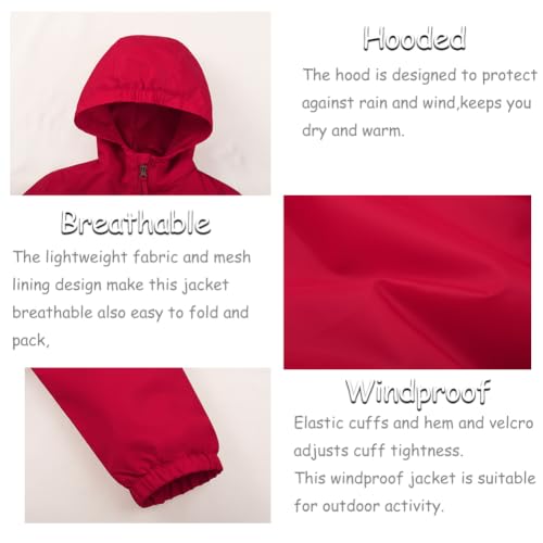 Image of SNOW DREAMS Boys Waterproof Rain Jacket Windbreaker Lightweight Coat Kids Raincoat Outerwear