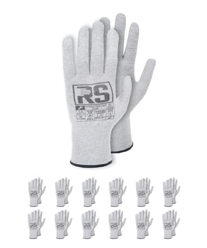 RS CONDUCTOR CLAR Guantes de montaje de guantes antiestáticos/talla 09, 12 pares/gris/guantes de montaje/guantes de trabajo/guantes protectores