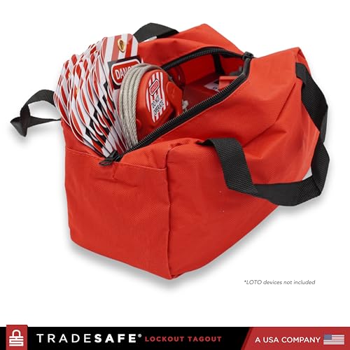 TRADESAFE Lockout Tagout Bag, Red Loto Bag, Heavy Duty Tool Bag Organizer by TRADESAFE - Used condition - Image 8