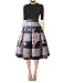Hanlolo Women's Floral A-Line Skirts Pleated Flared Knee Length Midi Skirt Dress