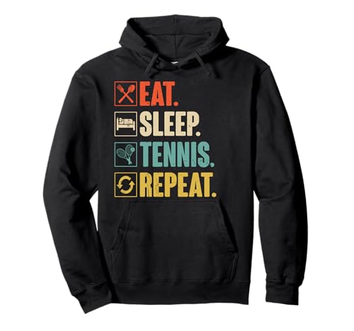 Regalo Eat Sleep Tennis Repeat, retro y vintage, para jugador de tenis Sudadera con Capucha
