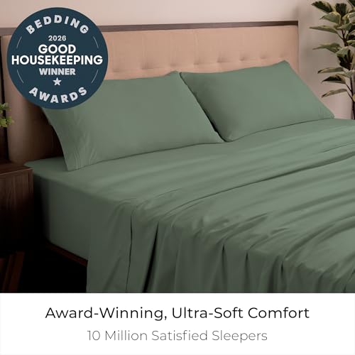 Image of Mellanni King Sheets Set - 4 PC Iconic Collection Bedding | Hotel Luxury, Extra Soft, Cooling Bed Sheets - Wrinkle, Fade, Stain Resistant (King, Sage)