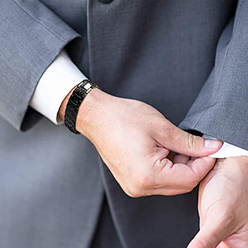 Rainso Mens Matt Gun Black Copper Double Row Magnetic Therapy Bracelets For Arthritis 3500 Gauss Wristband Adjustable (Gun Black) #TOP2