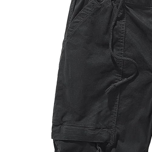 Short cargo utilitaire solide homme à taille élastique réglable multi-poches noir 30