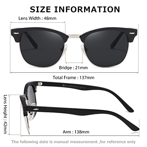 Image of AEVOGUE Polarized Semi Rimless Sunglasses for Men Women, Retro UV400 Sun Glasses for Driving Outdoor