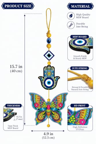 Image of createcrafts Evil Eye Wall Hanging Decoration for Home Decor| Living room wall Decor items | Door hanging | House warming gifts new home