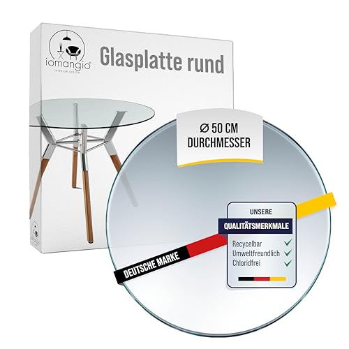iomangio® Glasplatte Rund Ø 50 cm | transparente Tischplatte...