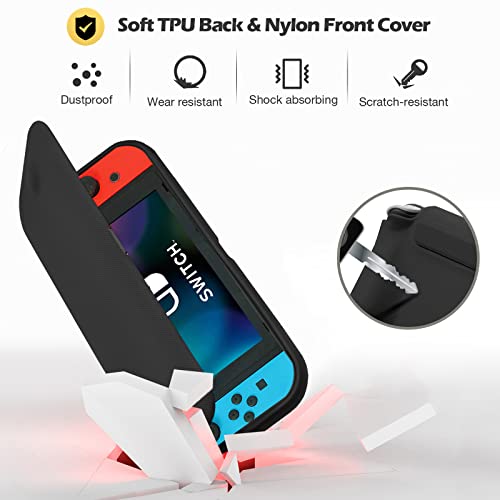 ProCase Flip Cover for Nintendo Switch Case with 2 Pack Tempered Glass Screen Protectors, Detachable Front Cover Protective Case for Nintendo Switch 2017 -Black by ProCase - Image 5