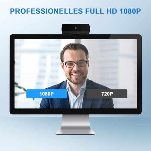 Diccik Webcam, Full HD 1080P Webcam mit Mikrofon, Facecam USB Web Cam, Rauschunterdrückung, Automatische Lichtkorrektur, Plug&Play für Live Streaming, Videoanrufe, Spiel, PC/Mac/Notebook/MacBook - 0