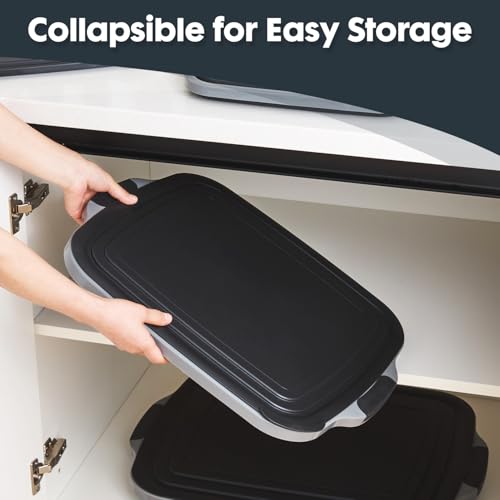 TANOSHII 3-Piece Collapsible BBQ Prep Tubs with Lids and Built-in Cutting Board – For Meal Prep Marinating Food Storage&Washing – Picnic Camping – Set of 3 – (1) Medium + (1) L + (1) XL – Black - Image 7