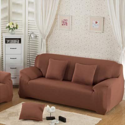 Housse de canapé élastique 2 places marron : protection intégrale extensible et universelle