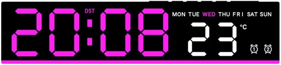 Digital Alarm Clock, Multi-Functional LED Alarm Clock with Ambient Light Control, Countdown Timer, Stopwatch and USB Charging Port(Black+Pink)