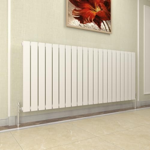 GY Bath Horizontal Radiator White Flat Panel Designer 600x1428mm Single Modern Central Heating Rads