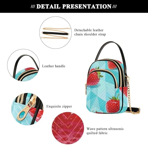 Womens Shoulder Handbags Tote Bag Quilted Purses Handbags for Women Strawberry Pattern Satchel for Travel Work,Multi14