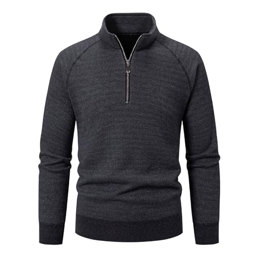 Cambkatl Men's Quarter Zip Pullover Sweaters, Mock Neck Slim Fit Long Sleeve Casual Knit Raglan Sweater Tops4