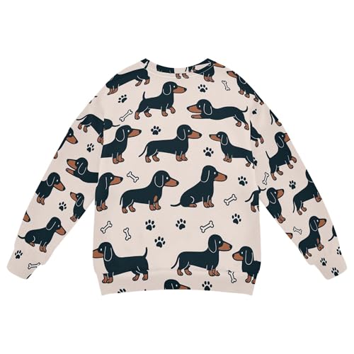 JUNZAN Dachshund Paws Pink Big Boys Hooded Sweatshirt Crewneck Outerwear for Kids Athletic 4T2