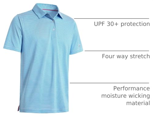 Image of Men's Golf Polo Shirts Short Sleeve Striped Performance Moisture Wicking Dry Fit Golf Shirts for Men
