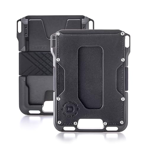 Dango Slim Minimalist Wallet for Men - RFID Blocking - Leather, Jet Black/Slate Grey