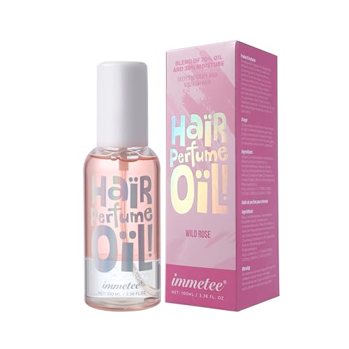 immetee Olio di profumo per capelli, Spray di profumo floreale per capelli, fragranza di lunga durata, olio per capelli idratante per capelli. 100ml (100ML, WILD ROSE)
