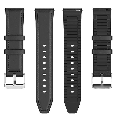 Compatible with Garmin Venu 3 Band, Lamshaw 22mm Quick Release Leather Silicone Breathable Replacement Smartwatch Strap Wristband Compatible for Garmin Venu 3/Venu 2/Forerunner 255/Forerunner 255 Music/Forerunner 265/Forerunner 745/vivoactive 4/First Avenger/Darth Vader (2 Pack-Black+Brown)