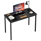 Need Small Laptop Desk for Small Space Computer Table (Black Walnut Color Desktop & Black Steel Frame) 36" Length Narrow Desk Study Table AC3CB(9045)