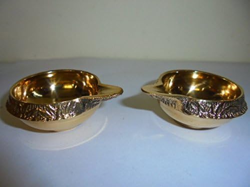 Miniatura 4 de Par de lámparas de aceite de diseño de latón Diyas Kuber Hindú Puja Iluminación religiosa