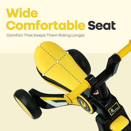 Image of R for Rabbit Tiny Toes Y Ace Premium Designer Tricycle for Kids 2-5 Years Upto 25Kg Weight with Strong Metal Core Frame, Anti-Slip Handlebars & Smooth Wheels | 95% Pre-Installed Baby Trike (Yellow)